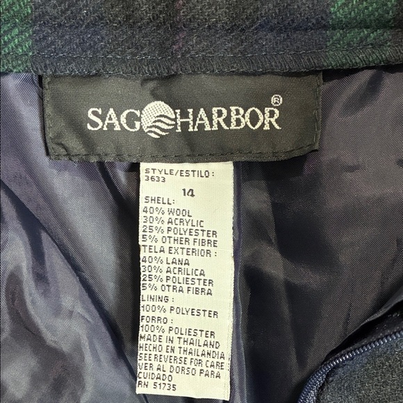 Sag Harbor Green and Black Plaid Women Shorts wool blend - Picture 2 of 9